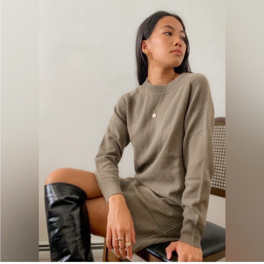 Thakoon Wool Sweater Dress in Faded Army Green